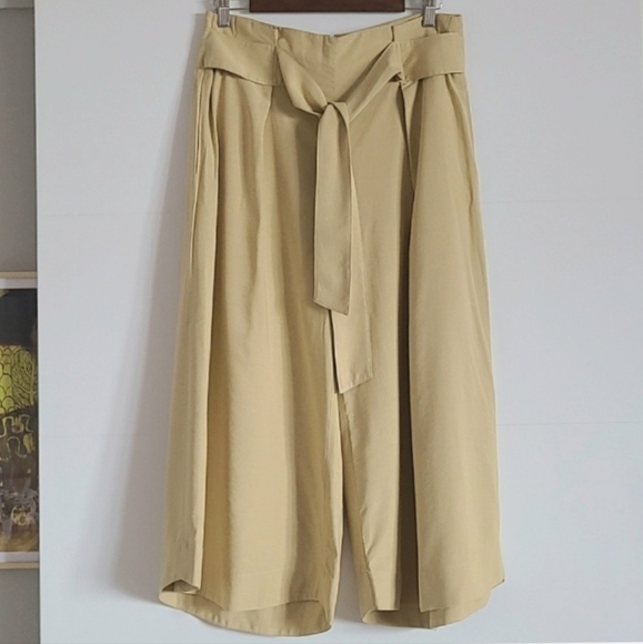 VINCE. Belted Palazzo Cullotes, Size 8, Beige, NWT - Picture 6 of 14